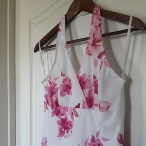 White & Pink Halter Top Dress